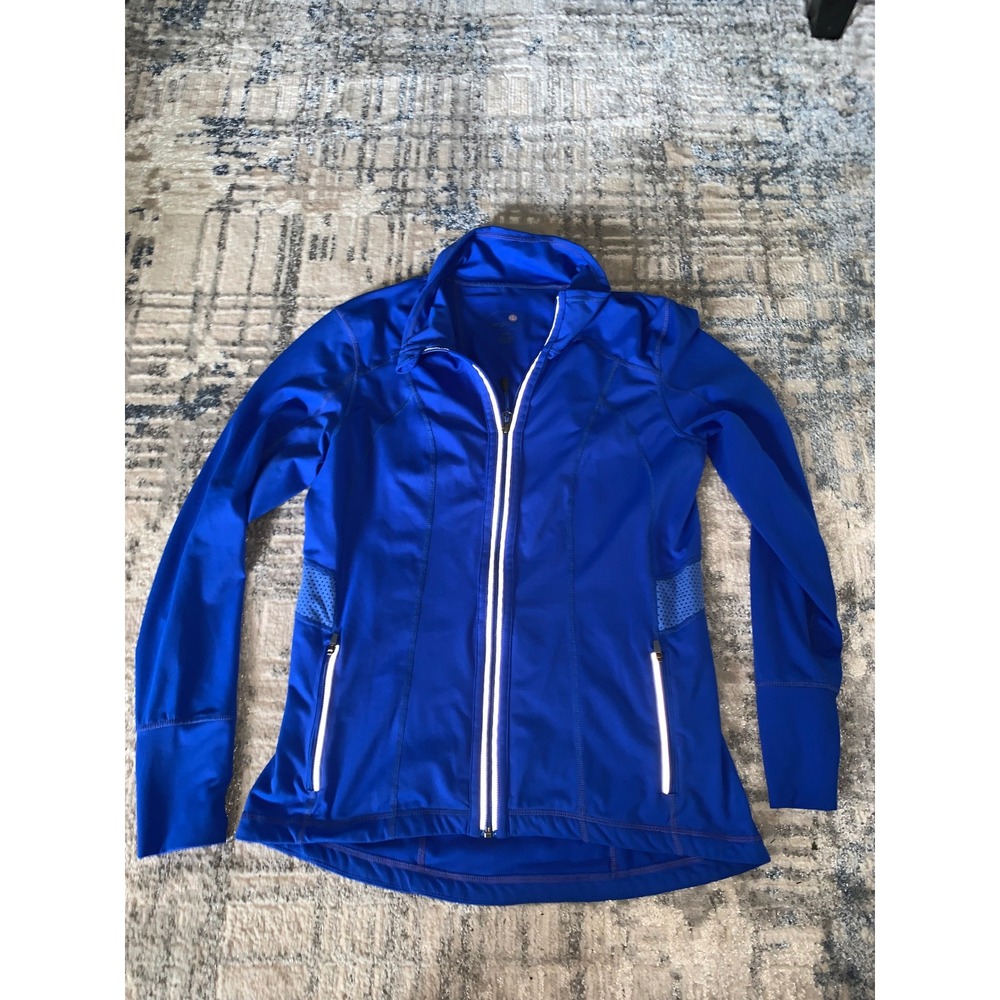 Tangerine Womens Royal Blue Full Zip Activewear Jacket Mesh Reflective Medium